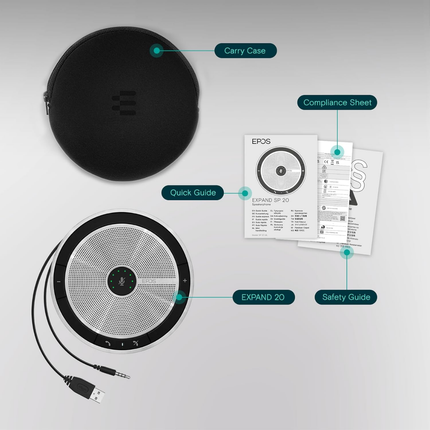 EPOS EXPAND SP20 Portable USB Speakerphone with Full-Duplex Audio for Personal Meetings