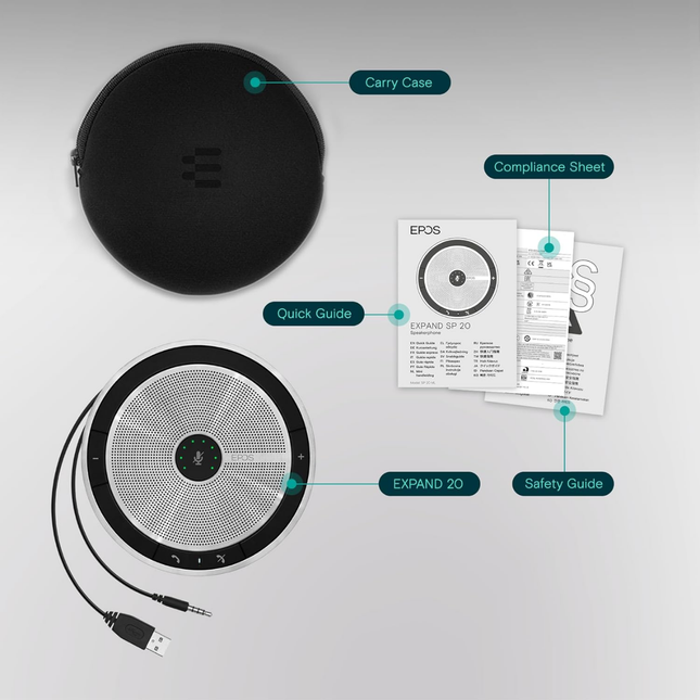 EPOS EXPAND SP20 Portable USB Speakerphone with Full-Duplex Audio for Personal Meetings
