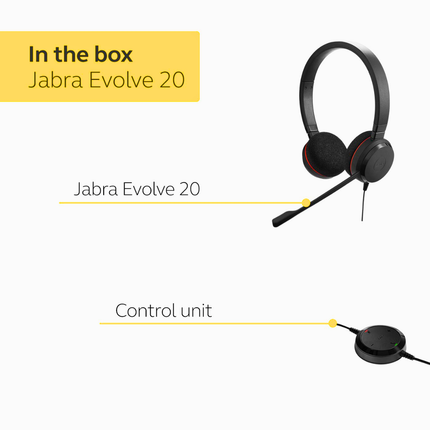 Jabra Evolve 20 MS Stereo in Ear, Wired, Black, USB A&C, universal Type, Combo Offer