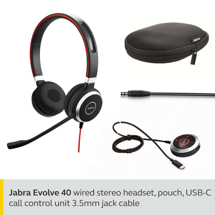Jabra Evolve 40 MS Stereo USB Headset with Noise-Cancelling Microphone