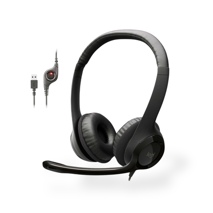 Logitech H390 USB Headset with Noise-Cancelling Microphone, Stereo Audio & USB-A