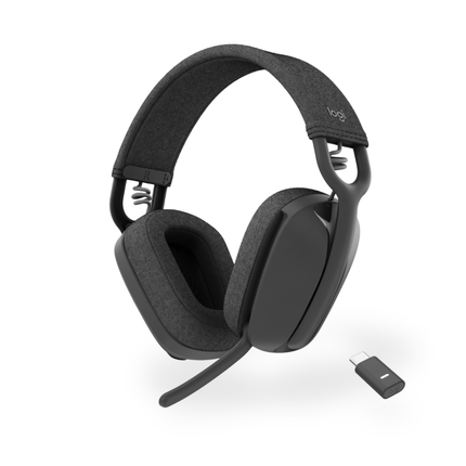 Logitech Zone Vibe Wireless Headset with Bluetooth, USB Receiver & Noise-Cancelling Mic