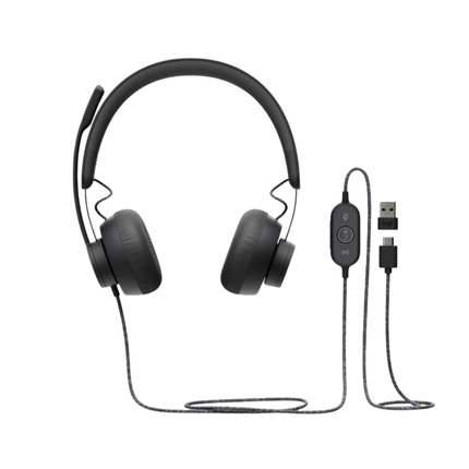 Logitech Zone Wired USB Headset with Noise-Cancelling Microphone, USB-C & USB-A