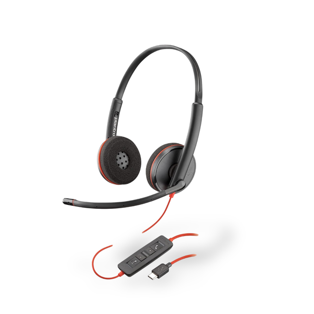 Poly Blackwire 3220 USB-A Wired Stereo Headset with Noise-Cancelling Microphone