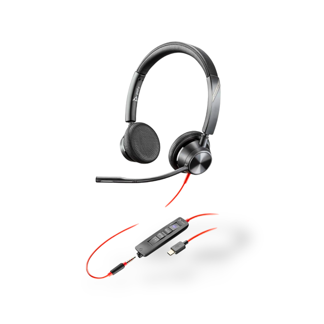 Poly Blackwire 3325 USB-A Wired Stereo Headset with Noise-Cancelling Microphone