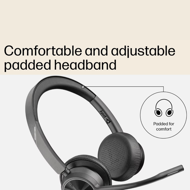 Poly Voyager 4320 UC Wireless Headset with Bluetooth, USB-A & Noise-Cancelling Mic