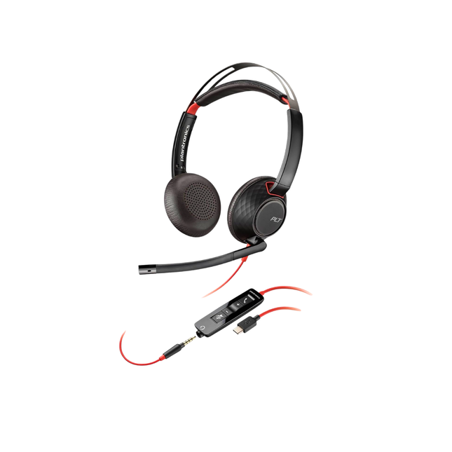 Poly Blackwire 5220 USB-A Stereo Headset with 3.5mm Connectivity & Noise-Cancelling Mic